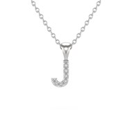 Collier Pendentif ADEN Lettre J Or 750 Blanc Diamant Chaine Or 750 incluse 0.72grs