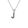 Collier Pendentif ADEN Lettre J Or 750 Blanc Diamant Noir Chaine Or 750 incluse 0.72grs - vue V3