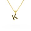 Collier Pendentif ADEN Lettre K Or 750 Jaune Diamant Noir Chaine Or 750 incluse 0.72grs - vue V1