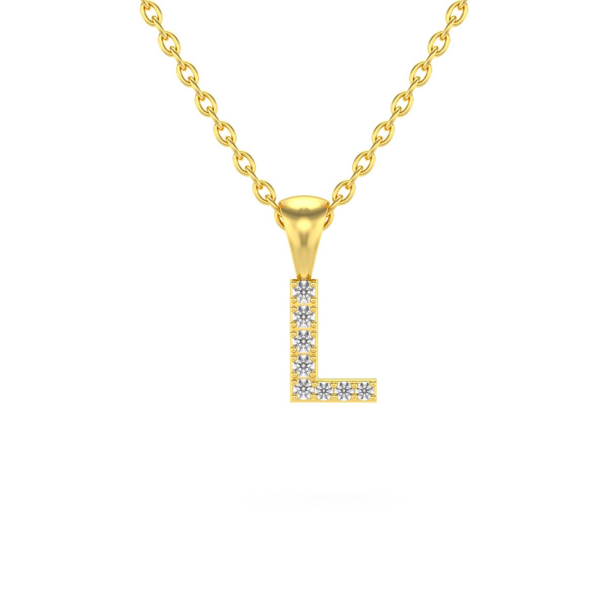 Collier Pendentif ADEN Lettre L Or 750 Jaune Diamant Chaine Or 750 incluse 0.72grs