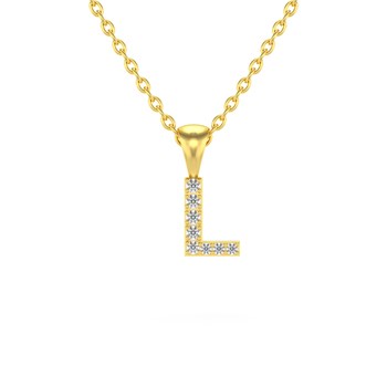 Collier Pendentif ADEN Lettre L Or 750 Jaune Diamant Chaine Or 750 incluse 0.72grs