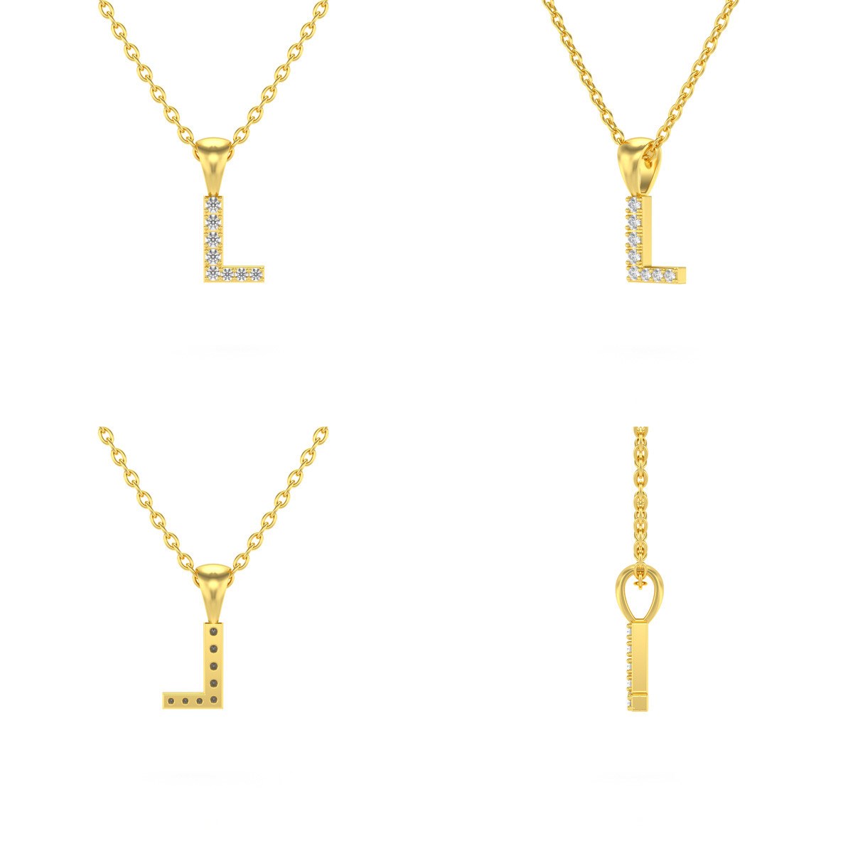 Collier Pendentif ADEN Lettre L Or 750 Jaune Diamant Chaine Or 750 incluse 0.72grs - vue 2