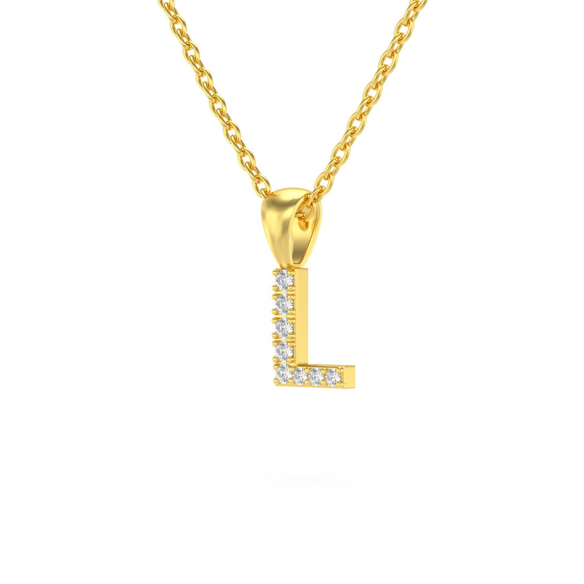 Collier Pendentif ADEN Lettre L Or 750 Jaune Diamant Chaine Or 750 incluse 0.72grs - vue 3