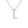 Collier Pendentif ADEN Lettre L Or 750 Blanc Diamant Chaine Or 750 incluse 0.72grs - vue V1