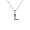 Collier Pendentif ADEN Lettre L Or 750 Blanc Diamant Noir Chaine Or 750 incluse 0.72grs - vue V1