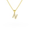 Collier Pendentif ADEN Lettre N Or 750 Jaune Diamant Chaine Or 750 incluse 0.72grs - vue V1