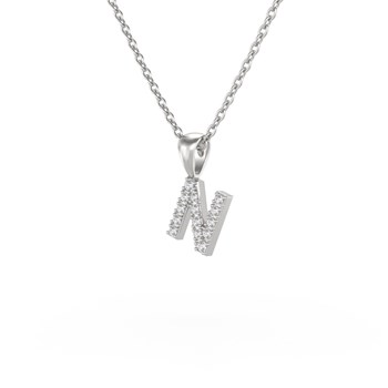 Collier Pendentif ADEN Lettre N Or 750 Blanc Diamant Chaine Or 750 incluse 0.72grs