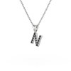 Collier Pendentif ADEN Lettre N Or 750 Blanc Diamant Noir Chaine Or 750 incluse 0.72grs - vue V3