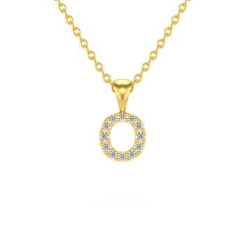 Collier Pendentif ADEN Lettre O Or 750 Jaune Diamant Chaine Or 750 incluse 0.72grs