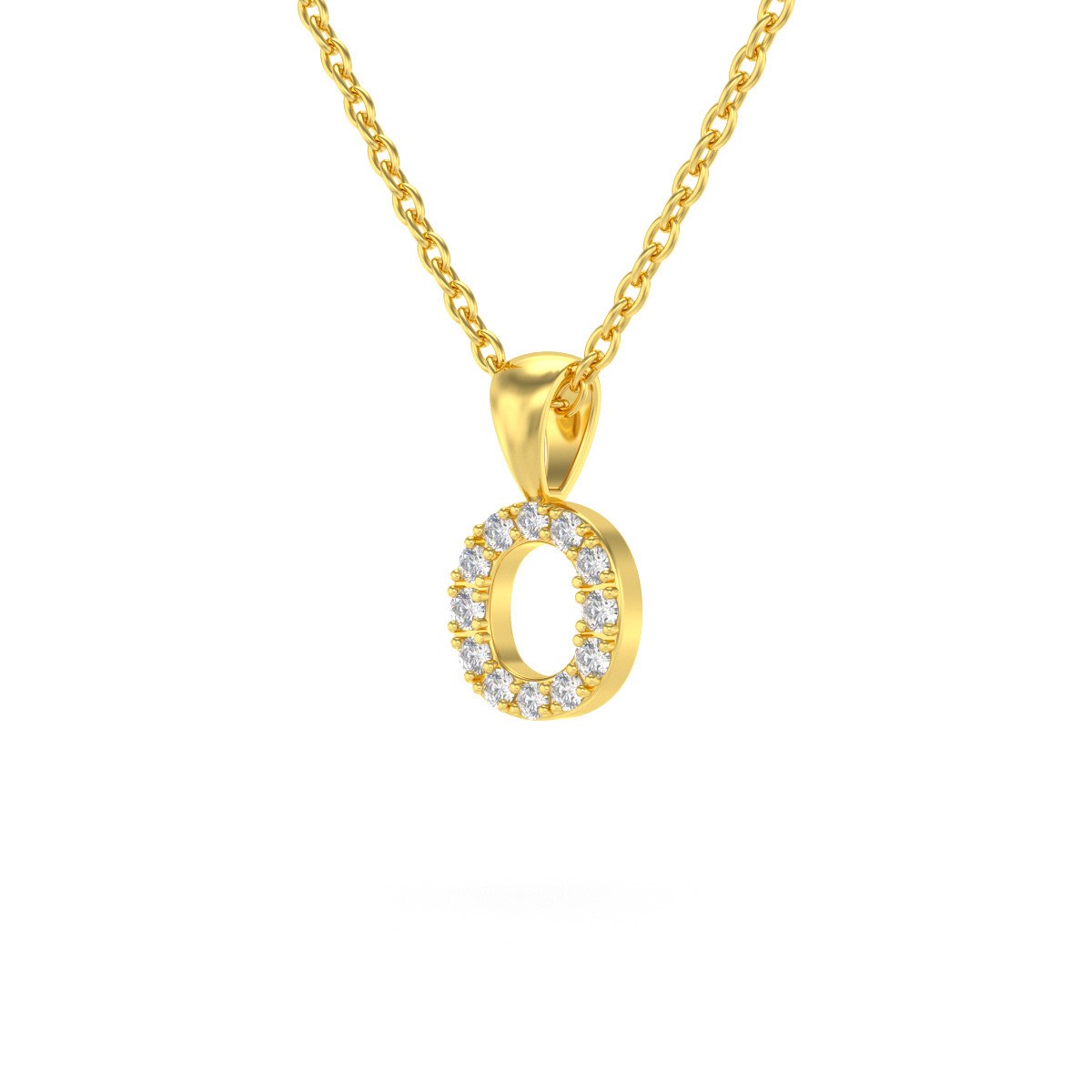 Collier Pendentif ADEN Lettre O Or 750 Jaune Diamant Chaine Or 750 incluse 0.72grs - vue 3