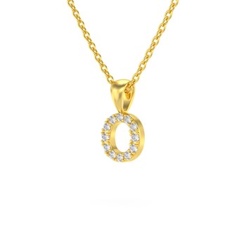 Collier Pendentif ADEN Lettre O Or 750 Jaune Diamant Chaine Or 750 incluse 0.72grs