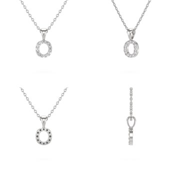 Collier Pendentif ADEN Lettre O Or 750 Blanc Diamant Chaine Or 750 incluse 0.72grs