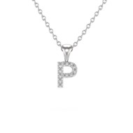 Collier Pendentif ADEN Lettre P Or 750 Blanc Diamant Chaine Or 750 incluse 0.72grs