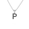 Collier Pendentif ADEN Lettre P Or 750 Blanc Diamant Noir Chaine Or 750 incluse 0.72grs - vue V1