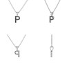 Collier Pendentif ADEN Lettre P Or 750 Blanc Diamant Noir Chaine Or 750 incluse 0.72grs - vue V2