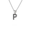 Collier Pendentif ADEN Lettre P Or 750 Blanc Diamant Noir Chaine Or 750 incluse 0.72grs - vue V3