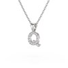 Collier Pendentif ADEN Lettre Q Or 750 Blanc Diamant Chaine Or 750 incluse 0.72grs - vue V3