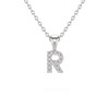 Collier Pendentif ADEN Lettre R Or 750 Blanc Diamant Chaine Or 750 incluse 0.72grs - vue V1