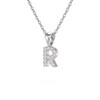 Collier Pendentif ADEN Lettre R Or 750 Blanc Diamant Chaine Or 750 incluse 0.72grs - vue V3