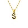 Collier Pendentif ADEN Lettre S Or 750 Jaune Diamant Noir Chaine Or 750 incluse 0.72grs - vue V3