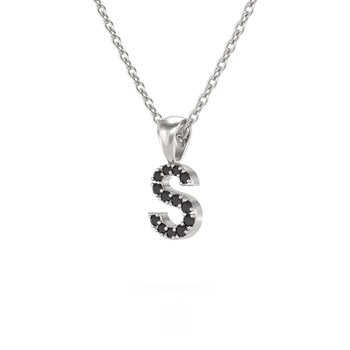 Necklace Pendant ADEN Letter S Gold 750 White Black Diamond Chain Gold 750 included 0.72grs
