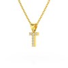 Collier Pendentif ADEN Lettre T Or 750 Jaune Diamant Chaine Or 750 incluse 0.72grs - vue V3