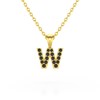 Collier Pendentif ADEN Lettre W Or 750 Jaune Diamant Noir Chaine Or 750 incluse 0.72grs - vue V1