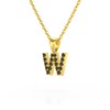 Collier Pendentif ADEN Lettre W Or 750 Jaune Diamant Noir Chaine Or 750 incluse 0.72grs - vue V3