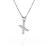 Collier Pendentif ADEN Lettre X Or 750 Blanc Diamant Chaine Or 750 incluse 0.72grs - vue V3