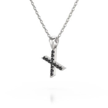 Necklace Pendant ADEN Letter X Gold 750 White Black Diamond Chain Gold 750 included 0.72grs