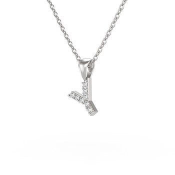 Collier Pendentif ADEN Lettre Y Or 750 Blanc Diamant Chaine Or 750 incluse 0.72grs