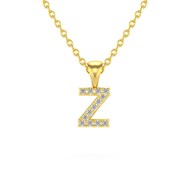 Collier Pendentif ADEN Lettre Z Or 750 Jaune Diamant Chaine Or 750 incluse 0.72grs