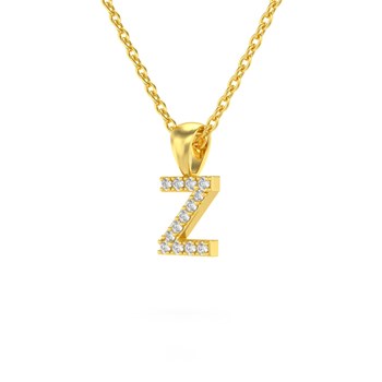 Collier Pendentif ADEN Lettre Z Or 750 Jaune Diamant Chaine Or 750 incluse 0.72grs
