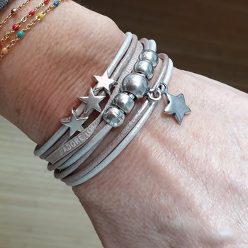 Parelmoerroze damesarmband met meerdere schakels Shell