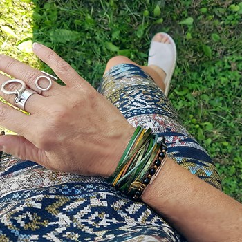 Amarok lederband, groen voor dames