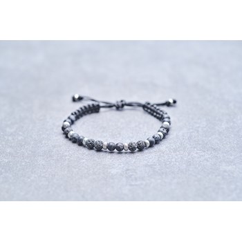 Bracelet souple Abel en Acier 316L avec lave noir