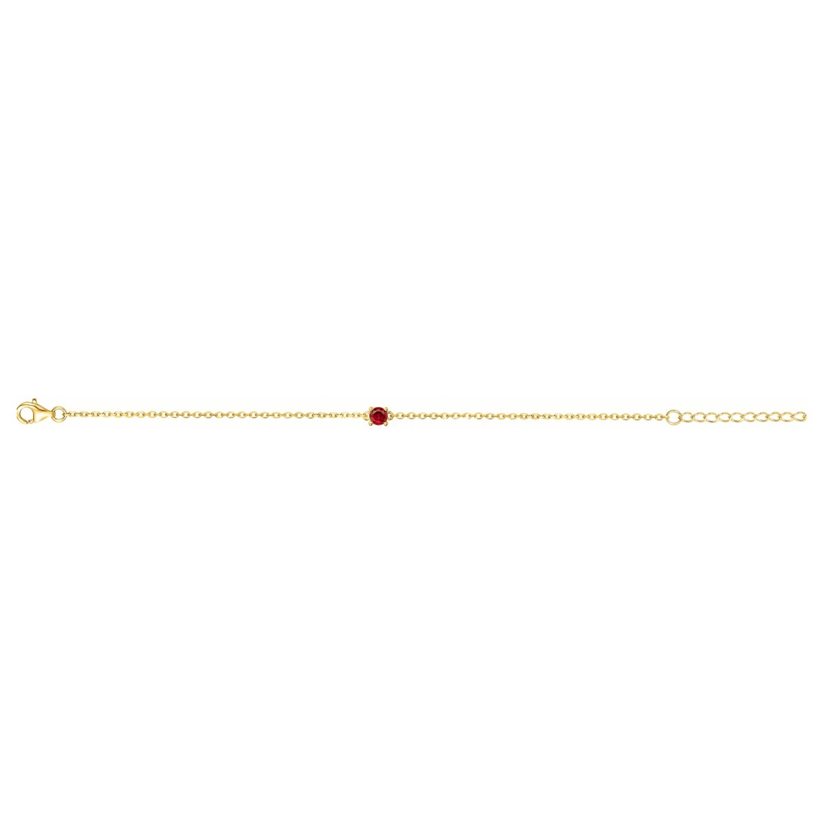 Bracelet souple mono-motif en Plaqué Or avec spinelle rouge rubis