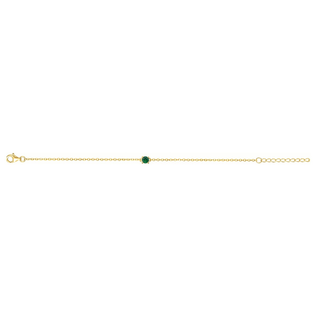 Bracelet souple mono-motif en Plaqué Or avec oxyde de zirconium vert emeraude