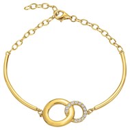 Bracelet semi-rigide en Plaqué Or avec oxyde de zirconium blanc