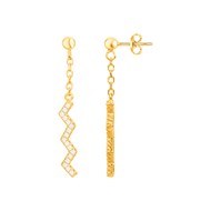 Boucles d'oreilles pendantes en Plaqué Or avec oxyde de zirconium blanc