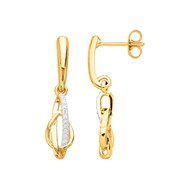 Boucles d'oreilles pendantes en Plaqué Or avec oxyde de zirconium blanc