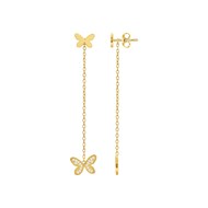 Boucles d'oreilles pendantes en Plaqué Or avec oxyde de zirconium blanc