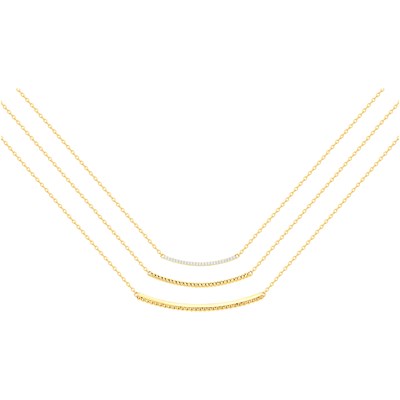Collier Plaqué Or 18 Carats Tata Gisèle - Chaîne Avec Oxydes De Zirconium Multicolores, Style Géométrique, Bijou Fantaisie