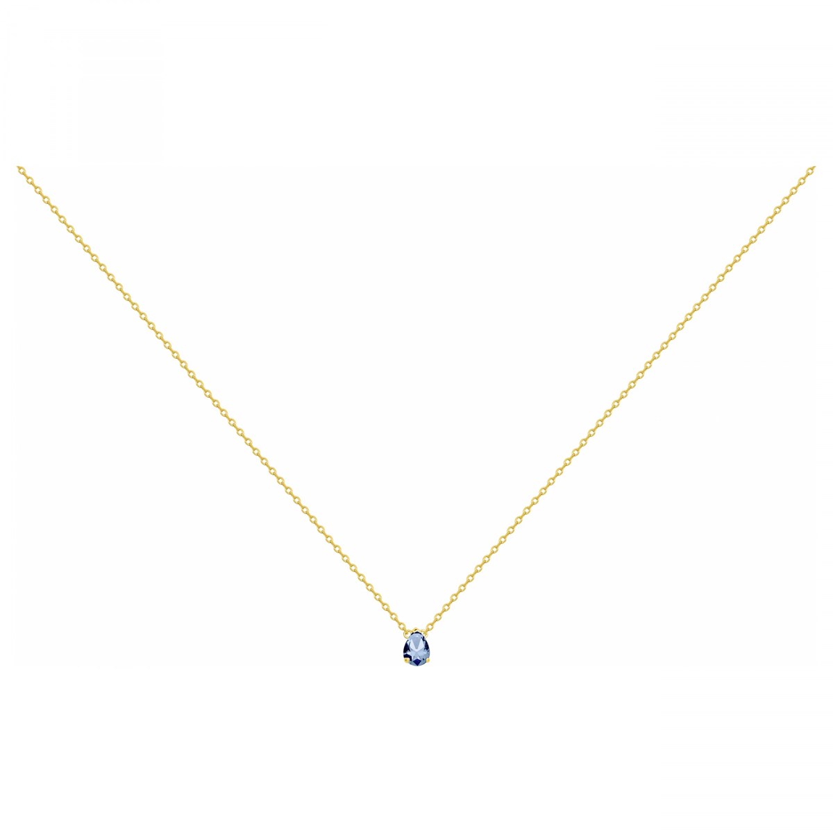 Collier en Plaqué Or avec spinelle bleu topaze