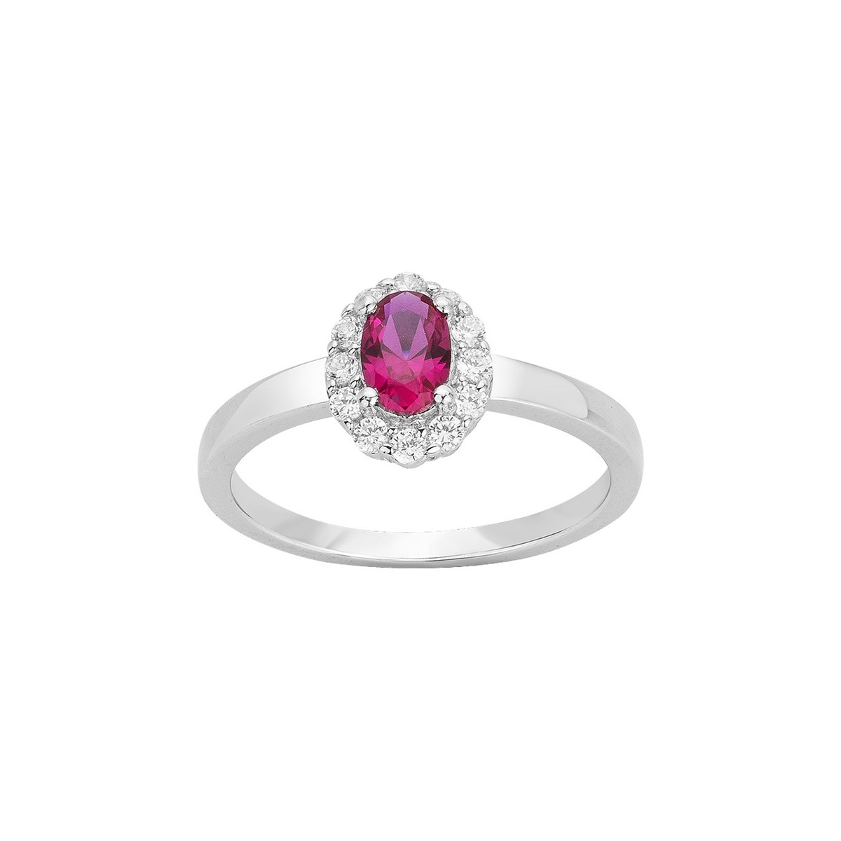 Bague de fiançailles en Argent avec oxyde de zirconium rouge rubis