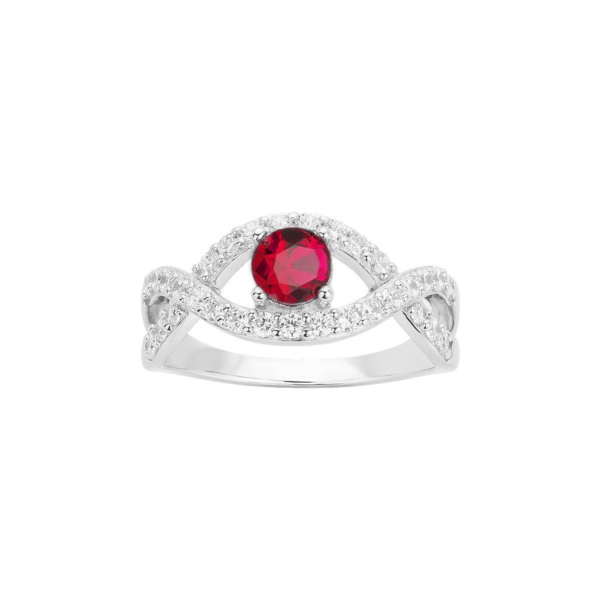 Bague en Argent avec oxyde de zirconium rouge rubis