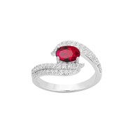 Bague en Argent avec oxyde de zirconium rouge rubis