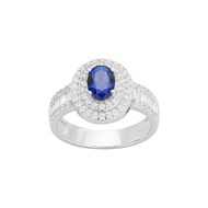 Bague de fiançailles en Argent avec oxyde de zirconium bleu saphir