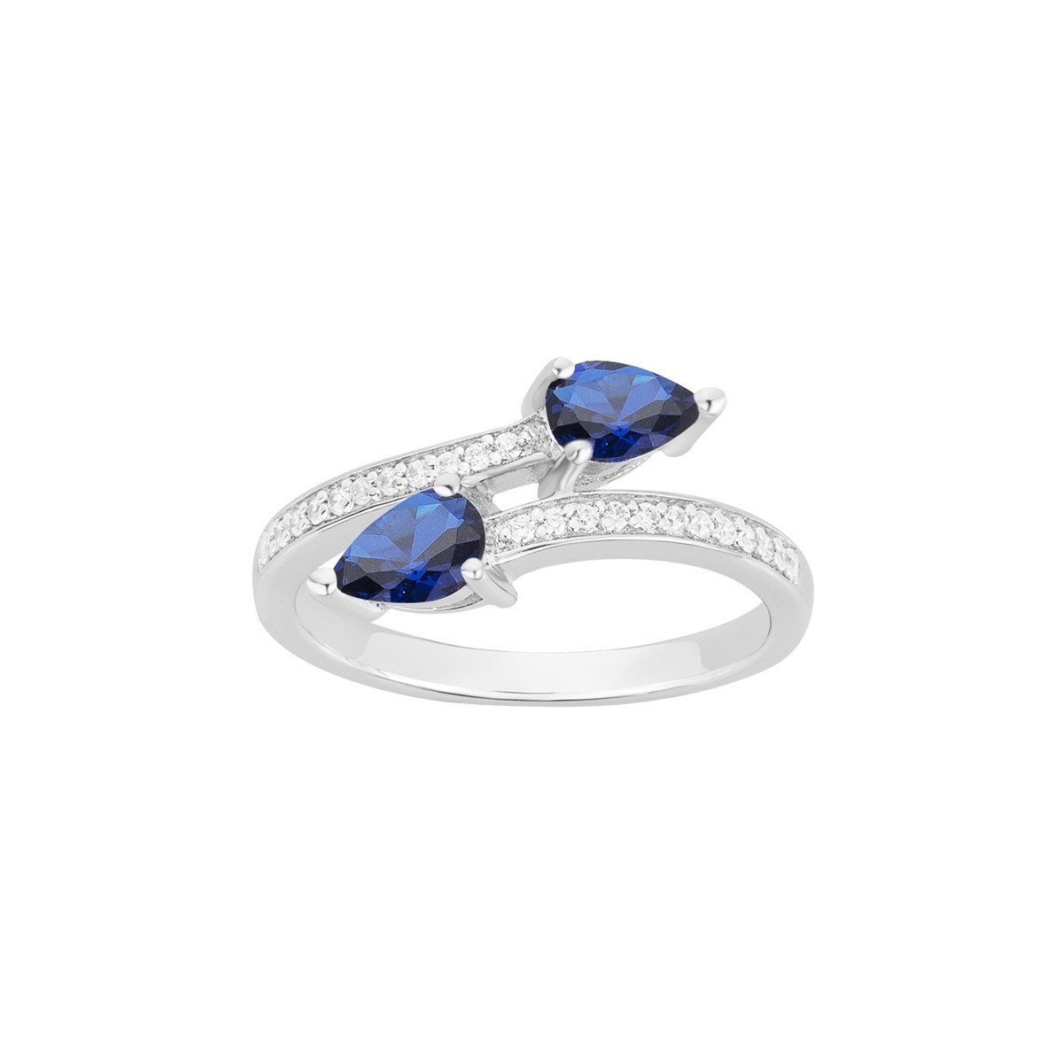 Bague en Argent avec oxyde de zirconium bleu saphir