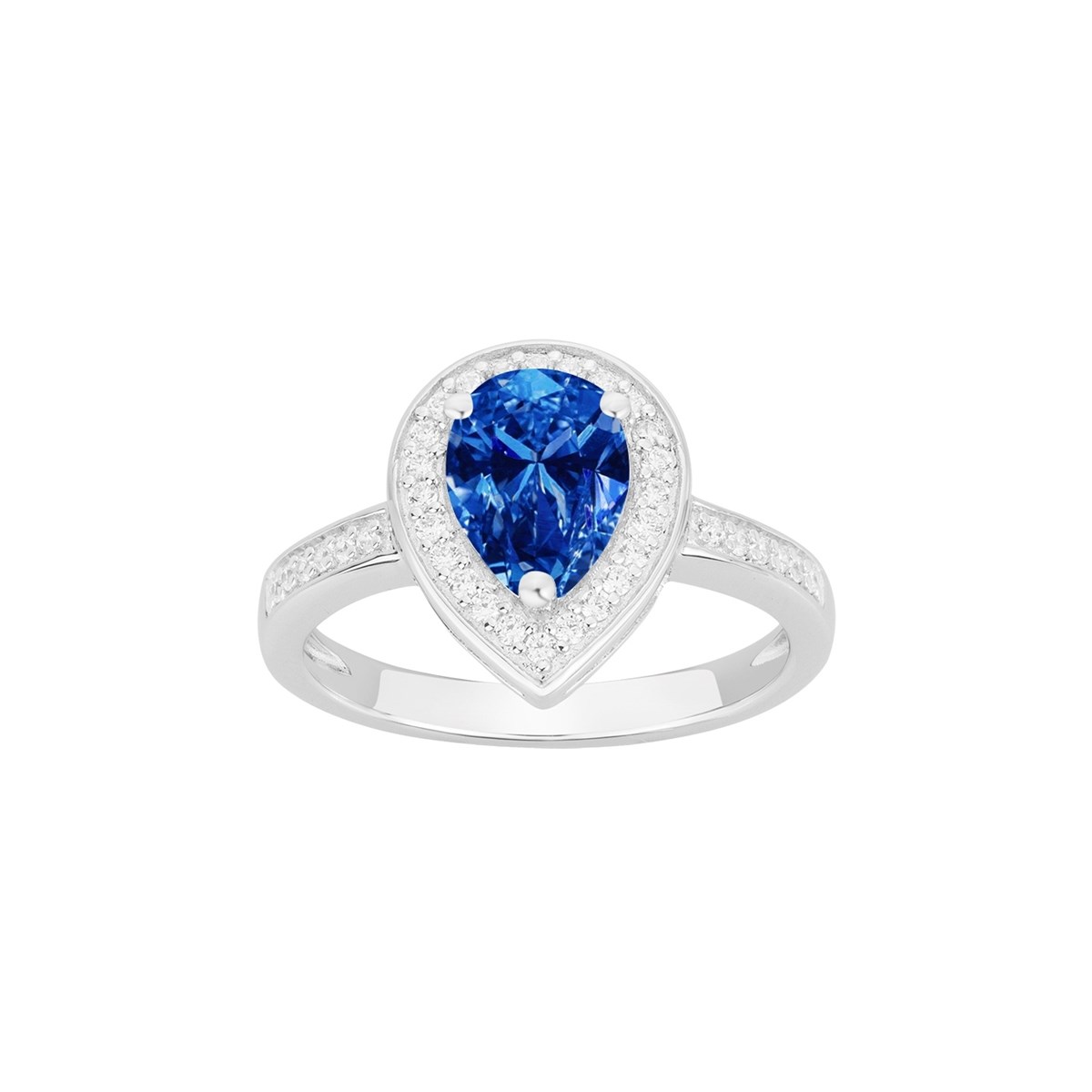 Bague de fiançailles en Argent avec oxyde de zirconium bleu saphir